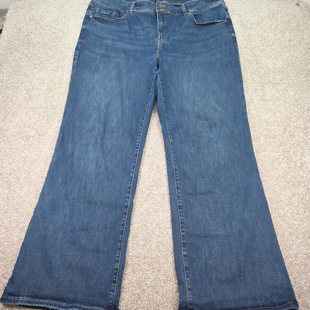 Lane Bryant Womens 24L Blue Denim Bootcut Jeans Double Button Plus Size Long